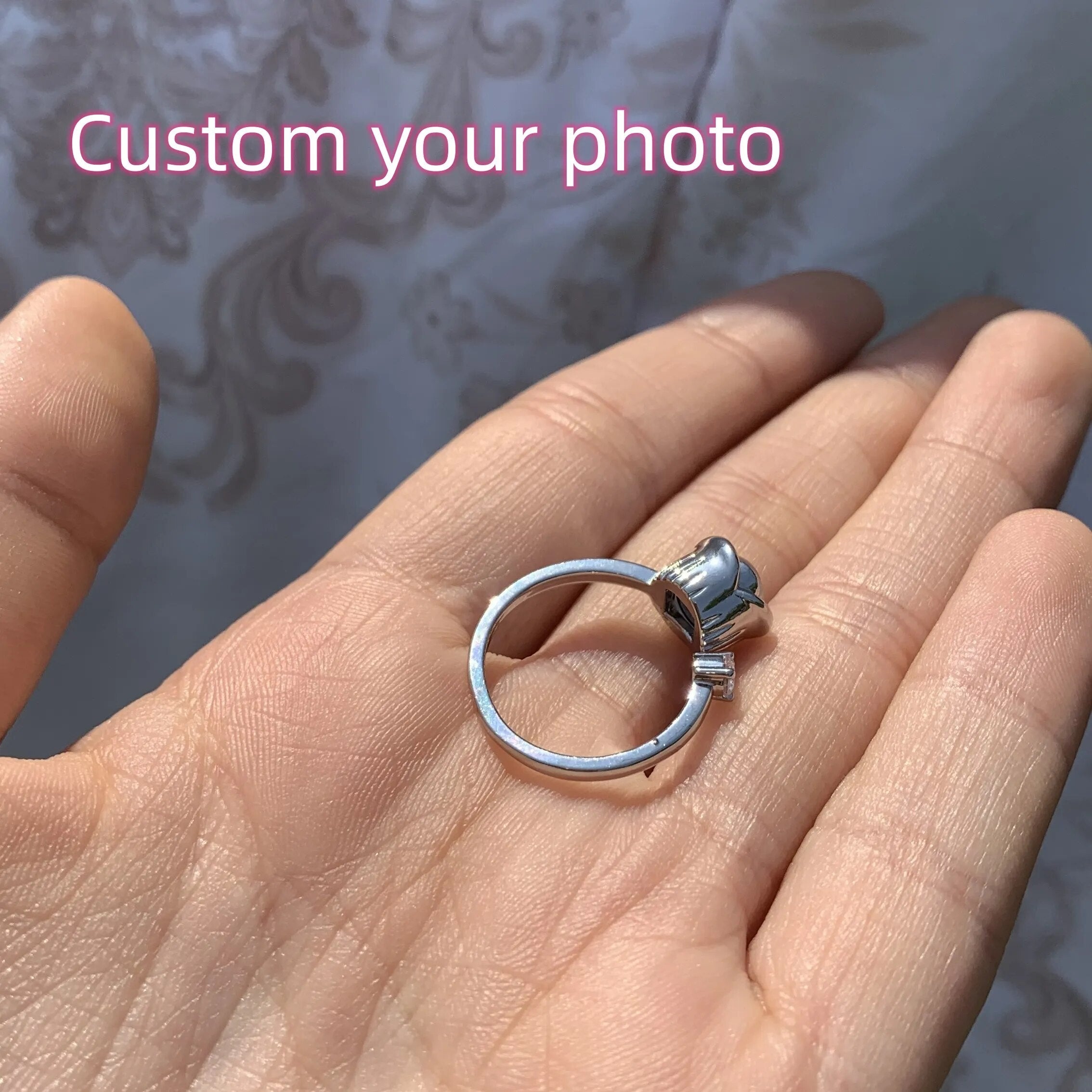 Personalized Flower Photo Projection Ring Love Memorial Ring | Photo ring,  Memorial ring, Keep jewelry